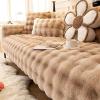 Sectional Couch Covers Thick Rabbit Plush Sofa Covers 1 2 3 Seater, Sofa Cover Sofa Saver Shield Sofa Cushions Washable Non-Slip Winter Lamb Wool Sofa Covers Protector for Living Room (Color : Brown view 2
