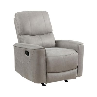 Benzara Ray 39 Inch Manual Rocker Recliner Chair- Gray Tufted Back Microfiber