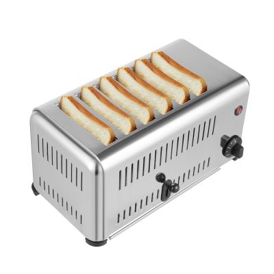 6 Slice Toaster, 110V 1680W Stainless Steel Commercial Toaster, 6 Bread Shade Settings, 1-5 Minutes Timier Rapid Toaster w/1.1in Widen Slot, Removable Crumb Tray, for Various Bread Types