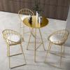 BABETRUE Bar Tables Nordic Golden Iron Small Bar Table Home Modern Minimalist High-Legged Round Commercial Leisure Bar Table Tall Pub Table view 4
