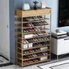 Shoe Storage Shelf Bamboo Shoe Rack Organizer, 10 Tiers Tall Shoe Rack with Top Storage Box, Vertical Narrow Shoe Storage Shelf for Entryway Hallway Shoe Rack Organization Shelves ( Size : 100cm ) view 2