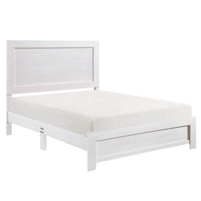 Benzara Eby King Size Bed- Rustic Farmhouse Style- White Finish Wood Veneer