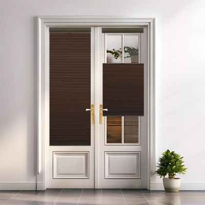 Tonature Room Darkening Door Blinds for Door Window Top Down Bottom Up Cellular Blinds for Glass Door 1" Honeycomb Fabric Thermal Insulated Energy Efficient for Indoor Windows, 33" W x 40" H, Brown