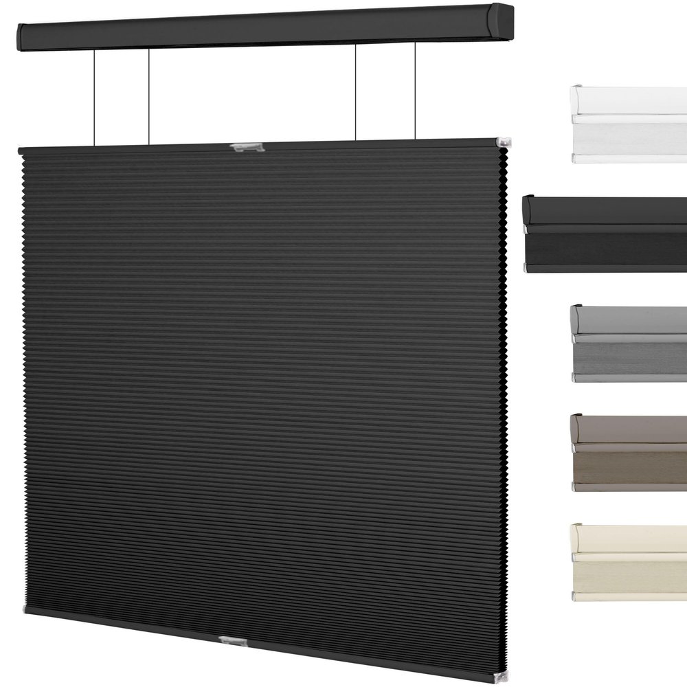 BERISSA Top Down Bottom Up Blackout Cellular Shades Cordless, Honeycomb Blinds for Windows, Thermal Insulated Window Shades for Home Office,Easy to Install,Black. 17" W x 56" H