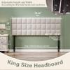 Andeworld Velvet Upholstered Tufted King Size Headboard,Wood Head Board with Metal Legs, Adjustable Height from 42 to 56, Bed Headboard in Modern Design,Backboard for Bed, Beige view 2