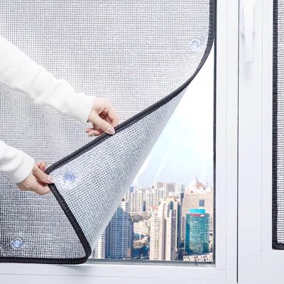 Aluminium Foil Thermal Insulation Film 8mm Reflective Window Film,with Suction Cups,Blackout Privacy Window Sticker,Sun Protection Sun Blocking Anti Uv Anti Glare Glass Film,WH-90 * 250cm(35 * 98in)