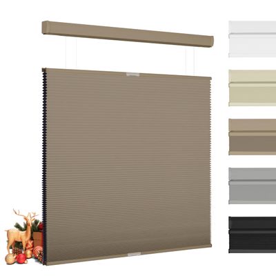 BERISSA Top Down Bottom Up Blackout Cellular Shades Cordless, Honeycomb Blinds for Windows, Thermal Insulated Window Shades for Home Office,Easy to Install,Brown. 38" W x 48" H