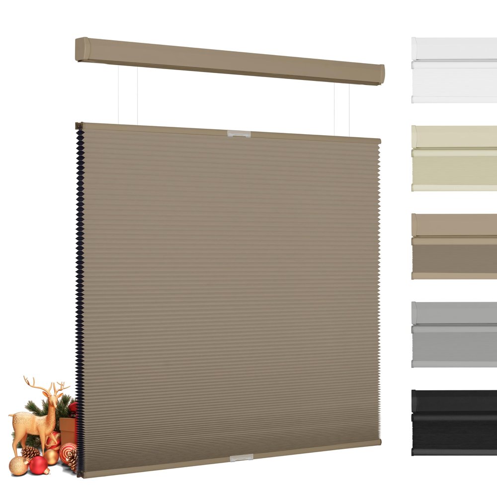BERISSA Top Down Bottom Up Blackout Cellular Shades Cordless, Honeycomb Blinds for Windows, Thermal Insulated Window Shades for Home Office,Easy to Install,Brown. 38" W x 48" H