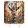 ZWSMZW Giraffe Shower Curtain African Wild Animal Flower Butterfly Funny Cartoon Tropical Jungle Natural Landscape Bathroom Decor Fabric Curtains with Hooks view 2