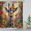 ZWSMZW Giraffe Shower Curtain African Wild Animal Flower Butterfly Funny Cartoon Tropical Jungle Natural Landscape Bathroom Decor Fabric Curtains with Hooks view 3
