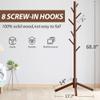 Unisakey Durable Wooden Coat Rack, Freestanding Coat Rack with Stable Triangular Base, 8 Hooks & 3 Adjustable Heights, Simple Assembly for Bedroom, Hallway, Office(New Brown) view 4