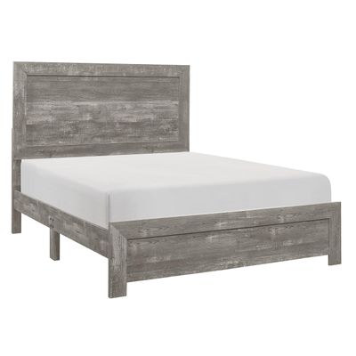 Benjara Eby Full Size Bed, Rustic Farmhouse Style, Gray Finish Wood Veneer
