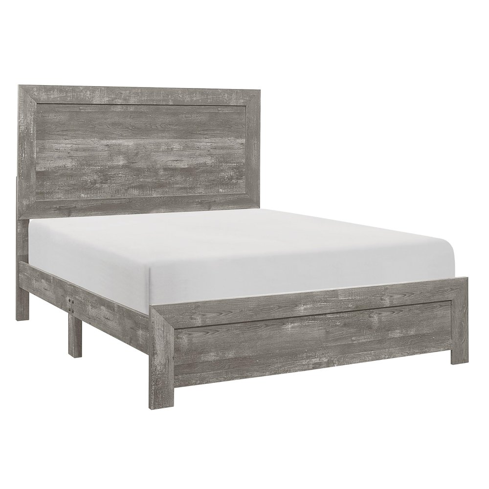 Benjara Eby Full Size Bed, Rustic Farmhouse Style, Gray Finish Wood Veneer