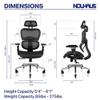 Nouhaus Ergonomic Office Chair with Lumbar Support High Back Mesh Desk Chair Best Desk Chair for Long Hours Adjustable Headrest and 4D Arms SGS Certified Gas Cylinder (Ergo3D Black) view 3