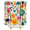 JEJOMEAG Abstract Shower Curtain Orange Beige Graffiti Modern Geometric Mid Century Minimalist Fabric Bathroom Curtain with Hooks, 67x70 Inch view 2