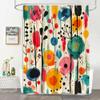 JEJOMEAG Abstract Shower Curtain Orange Beige Graffiti Modern Geometric Mid Century Minimalist Fabric Bathroom Curtain with Hooks, 67x70 Inch view 3