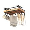 ehozirta Under Cabinet Cutting Board Holder,Cabinet Hanger with Hooks, Punch-Free Stainless Steel Heavy Duty Cutting Board Holder,Kitchen Utensil Cup Hanging Rack,Chopping Board Organizer Black A view 3