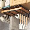 ehozirta Under Cabinet Cutting Board Holder,Cabinet Hanger with Hooks, Punch-Free Stainless Steel Heavy Duty Cutting Board Holder,Kitchen Utensil Cup Hanging Rack,Chopping Board Organizer Black A view 4