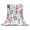 Ocean Coral Sea Turtle Throw Blankets, Soft Flannel Fleece Microfiber Blanket, Summer Coastal Seahorse Blue Orange Warm Bed Blanket Throws for Chair Sofa Couch Bedroom Camper 40x60 in view 1