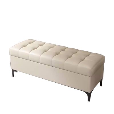 XTRYBHD Faux Leather Bench with Storage, Tufted Upholstered End of Bed Bench, Bench Ottoman for Bedroom Living Room Entryway (Color : Off-White, Size : 55.1in/140cm)