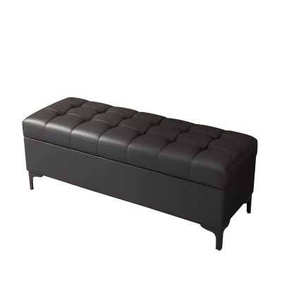 XTRYBHD Faux Leather Bench with Storage, Tufted Upholstered End of Bed Bench, Bench Ottoman for Bedroom Living Room Entryway (Color : Black, Size : 55.1in/140cm)
