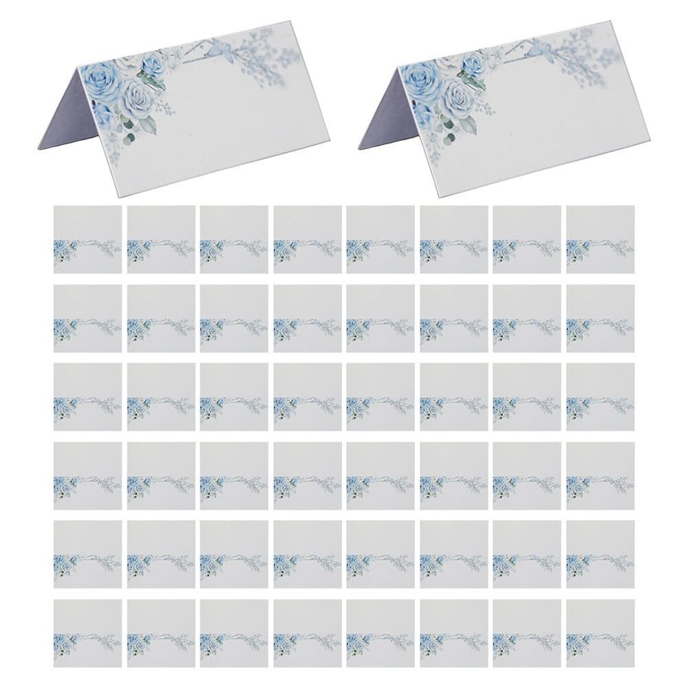 50 Pcs Boho Floral Place Cards Wedding Name Cards Table Setting Folded Tent Cards Blank Table Cards Seating Place Cards for Wedding Reception Baby Shower Bridal Shower Banquet Party Decorations