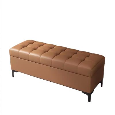XTRYBHD Faux Leather Bench with Storage, Tufted Upholstered End of Bed Bench, Bench Ottoman for Bedroom Living Room Entryway (Color : Light Brown, Size : 62.9in/160cm)