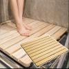 Kunovo Solid Wood Bath Mat for Shower, 20 24 26 28 30 32 34 36 inch Long Bathroom Drain Board, Water Proof Bathtub Mat with Non-Slip Foot Pads  Handle (Size : 28x36in(71x91cm)) view 1