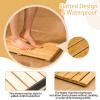Kunovo Solid Wood Bath Mat for Shower, 20 24 26 28 30 32 34 36 inch Long Bathroom Drain Board, Water Proof Bathtub Mat with Non-Slip Foot Pads  Handle (Size : 28x36in(71x91cm)) view 4