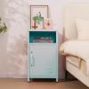 ALBAD Compact Metal Nightstand with Lockable Cabinet and Open Shelf, Modern Bedside Table, Versatile Side Table for Bedroom, Living Room, or Office (Light Green, 26" H-Lockable Door) view 1
