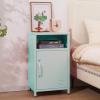 ALBAD Compact Metal Nightstand with Lockable Cabinet and Open Shelf, Modern Bedside Table, Versatile Side Table for Bedroom, Living Room, or Office (Light Green, 26" H-Lockable Door) view 4