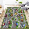 Kids Rug 3'3" x 5'2" City Life Playmat Area Rug Car City Map Washable Traffic Road Educational Learning Nursery Rug Carpet for Children Playroom Living Room Bedroom Classroom Decor Green view 1