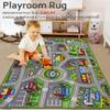Kids Rug 3'3" x 5'2" City Life Playmat Area Rug Car City Map Washable Traffic Road Educational Learning Nursery Rug Carpet for Children Playroom Living Room Bedroom Classroom Decor Green view 4