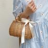 Handheld Wicker Picnic Basket with Handle for Beach Snacks view 3