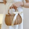 Handheld Wicker Picnic Basket with Handle for Beach Snacks view 4