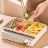Nonstick Divided Breakfast Grill Pan for Stove Top, 4 Section Breakfast Skillet Sectional Skillet Breakfast Pan for Frying Eggs Steak(White) view 2