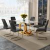 UELKS 63" Dining Room Table Set for 6, Modern Dining Table Set for 6, Faux Marble Dining Top with OC Shaped Leg Metal Base Table and 6 Upholstered Dining Chairs Set for Kitchen, Living Room view 1