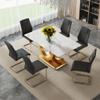 UELKS 63" Dining Room Table Set for 6, Modern Dining Table Set for 6, Faux Marble Dining Top with OC Shaped Leg Metal Base Table and 6 Upholstered Dining Chairs Set for Kitchen, Living Room view 2