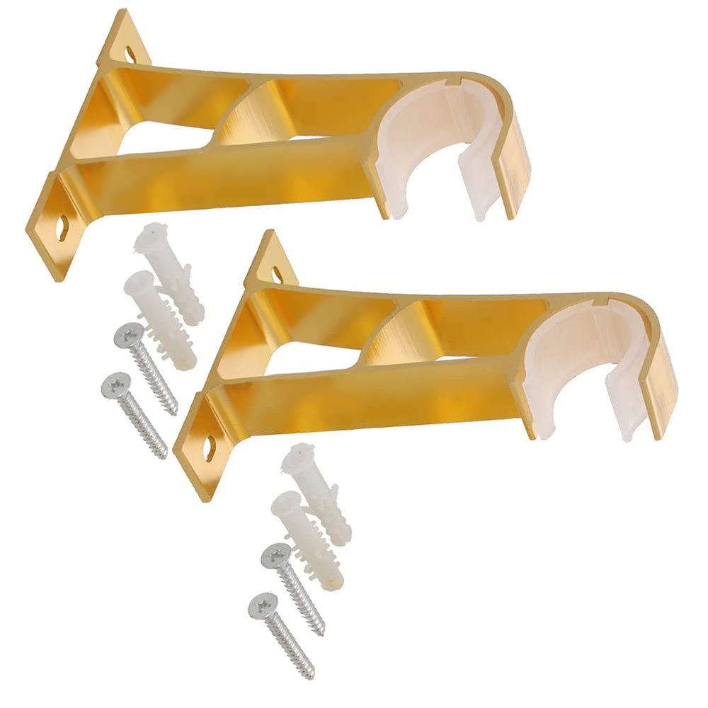 curtain rod bracket,Curtain Rod Holder, 2Pcs Single Curtain Rod Brackets for Drapery Rod Premium Aluminum Alloy Heavy Duty Curtain Rod Holders for Living Room, Screen Porches, Family Room Gold