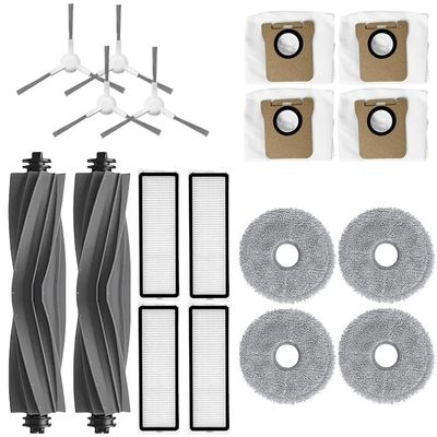 Parts compatible with Xiaomi X20+X20Plus vacuum cleaner robot spare parts, main brush, side brush, dust bag, filter, Mop cloth accessories (F (18 PCS))