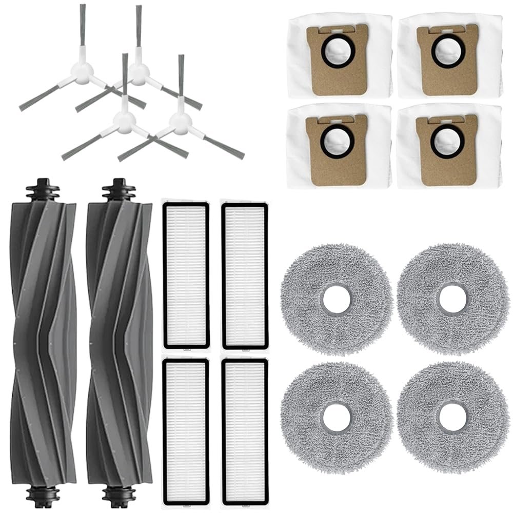 Parts compatible with Xiaomi X20+X20Plus vacuum cleaner robot spare parts, main brush, side brush, dust bag, filter, Mop cloth accessories (F (18 PCS))