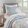 Brilliant Sunshine Blue and Green Rose Patchwork, 2-Piece Quilt Set with 1 Sham, Reversible Bedspread, Soft Lightweight Coverlet, All-Season, Twin, Blue Green view 3