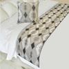The HomeCentric King/Queen/Twin Beige Decorative Bed Runner King 90"x18" Bed Runner Without Pillow Cover, Embroidery,Aztec Bed Scarf on Linen Fabric - Thread Tale view 1