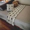 The HomeCentric King/Queen/Twin Beige Decorative Bed Runner King 90"x18" Bed Runner Without Pillow Cover, Embroidery,Aztec Bed Scarf on Linen Fabric - Thread Tale view 2