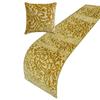 The HomeCentric King/Queen/Twin Beige Gold Decorative Bed Runner King 90"x18" Bed Runner with Two Pillow Cover, Cut Velvet, Beaded Bed Scarf on Velvet Fabric - Serene Symphony view 3