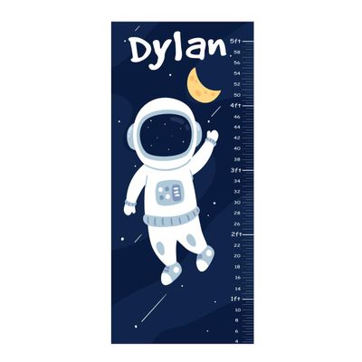 Kids' Growth Chart Wall Decal with Name, Space Man Illustration, Nursery Decor, Vibrant Colors, 27x60 Inches se216