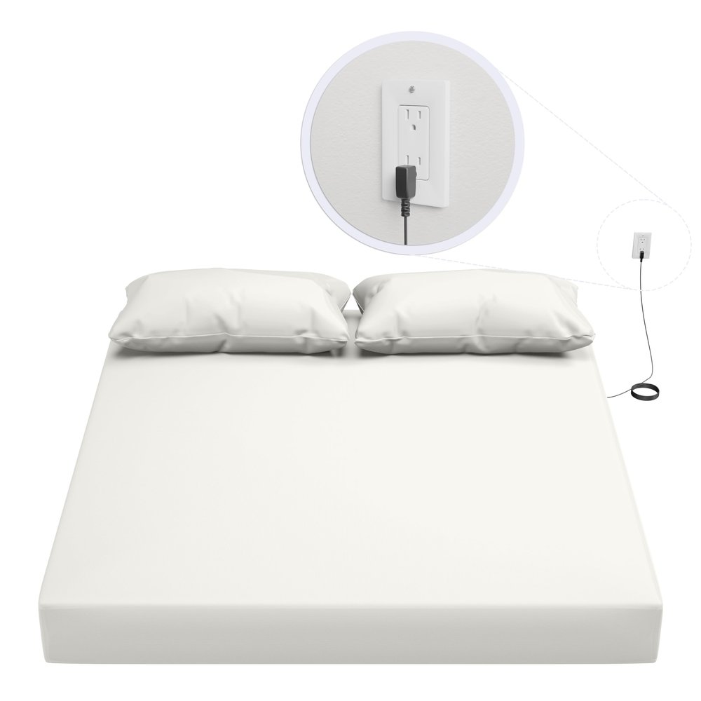Hooga Grounding Sheet, Organic Fitted Grounded Sheet for Improved Sleep, Pain Relief - Earth Connected Bedding 78x80x15 King Size, Pure Silver Fiber and Cotton, Grounding Cord Included. Off White