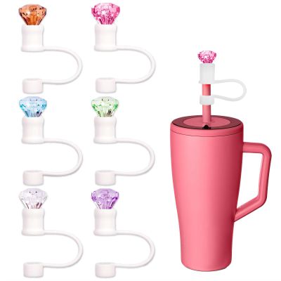 6pcs Diamond Straw Cover Cap for Brumate Era 30&40 oz Tumble, 12mm Reusable Silicone Straw Topper Protector Lid with Cute Mix Colors Dcor Accessories