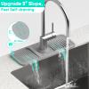 14.6'' Faucet Mat for Kitchen Sink [5Slope Fast Self-draining] Kitchen Sink Splash Guard Silicone Kitchen Sink Faucet Mat Splash Guard for Kitchen Sink Area Tidy Splash Faucet Guard Draining Mat view 3