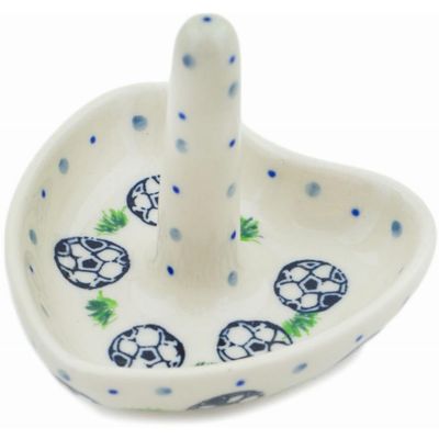 Authentic Polish Pottery Ring Holder in Kickin' It Design Handmade in Bolesawiec Poland by Ceramika Artystyczna + Certificate of Authenticity